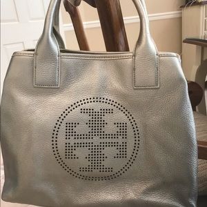 Tory Burch Silver Leather Metallic Bag